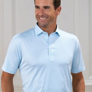 Collars and Co L Featherweight Flex Polo Shirt Ocean Key Blue